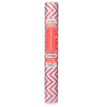 CON-TACT BRAND Adhesive Drawer and Shelf Liner, Chevron Pink 18"x60 Ft., PK6 60F-C9AP16-06